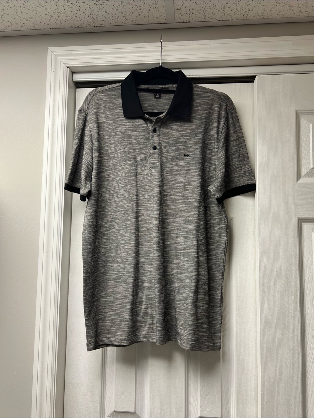 Michael Kors Gray Heather Polo with Black Collar